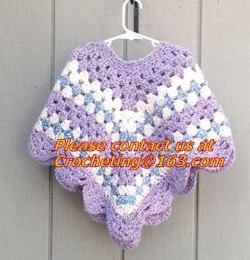 Mexican print knitted open poncho with roll neck, Green Free Knitting Crochet Woman