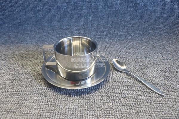 OEM hot sale in arabic cup 3pcs bulk turkish coffee cup set stainless steel tea cup gift set with long saucer dish