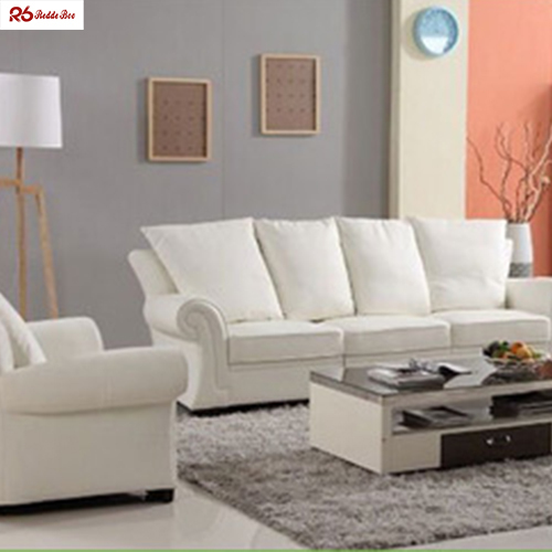 Cushioned Vegan Leather Sofa Furniture Armrest Couch For Hotel Scratch Resistant