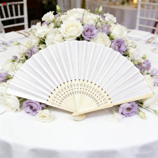 Hot Selling Handicrafts Silk Fan Bamboo Folding Hand Fans Wedding Fans for Guests With Gauze Bag