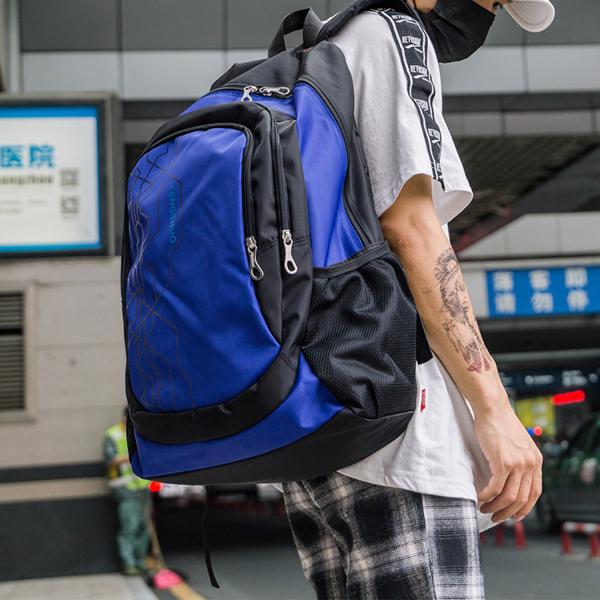 Personality large capacity student backpack fashion zipper computer pocket backpack soft geometric pattern backpack