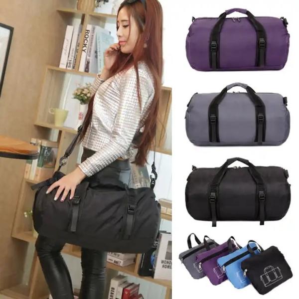 Portable Foldable Duffel Overnight Bag Cylinder Wet Dry Gym Sport Crossbody Travel Weekender