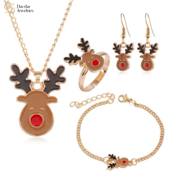 Presentes de Natal Conjunto de Jóias de Natal para Mulheres Brincos Anéis Pulseiras Colar