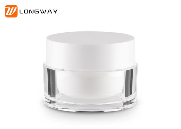 50ml acrylic double layer cream jar Unbreakable White Airless Pump Bottle , Empty Foundation Bottle With Pump