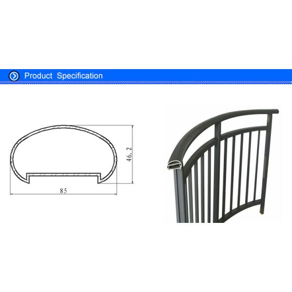 Powder Coated Extrusion Aluminium Balustrade Profiles For Interior Stairway 85 Mm Width