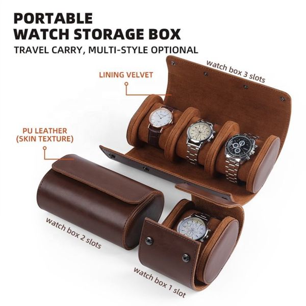 Custom Watch Box Luxury Pu Travel Storage Leather Watch Roll Watch Case Box