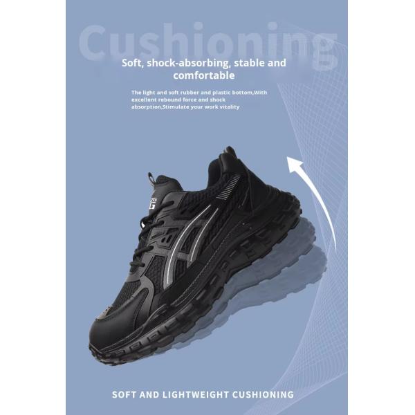 Zapatos de seguridad cómodos Transpirables PU Tejido Volador Zapatos de trabajo Puntera de acero Antigolpes Suela de EVA Entresuela de Kevlar Anti-pinchazos