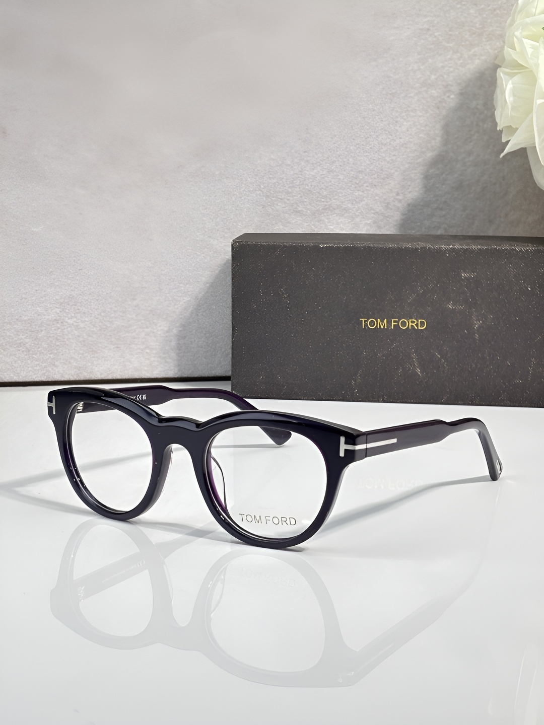 TM FORD FT6121-B Women Retro Round Cat Eye Eyeglasses, Thick Acetate Optical