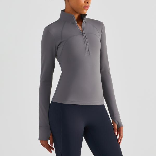 Camisa equestre das meias senhoras do fecho de correr com os furos do polegar escovados dentro da parte superior equestre do inverno
