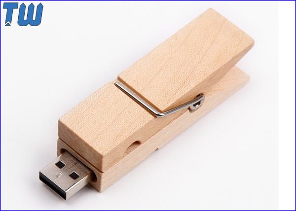 Bulk Wood Clip 8GB USB Thumb Drive Multi-function Custom Branding
