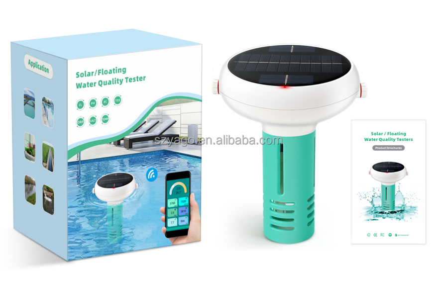 WiFi 7 in 1 Solar Energy Water Quality Monitor IP67 Waterproof Digital pH Meter for Swimming Pool