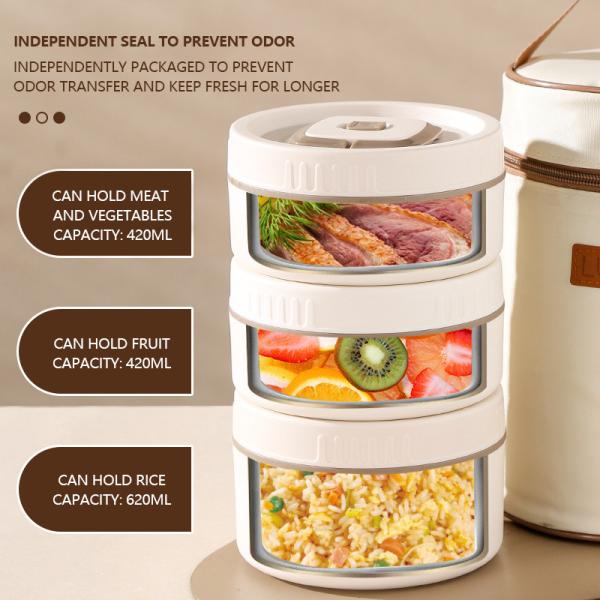 Caixa de almoço Bento de metal à prova de vazamento com vedação e ventilação independentes