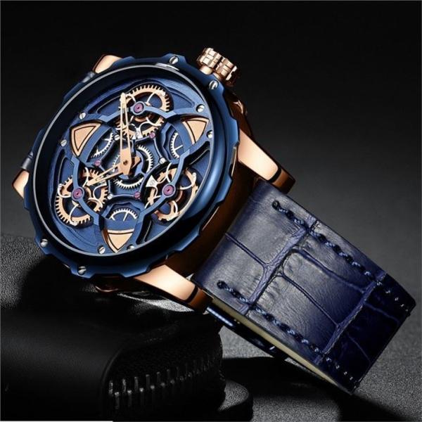 Scratchfree Black Leather Strap Watches Mens Wrist Watch Antiwearness Nonslip