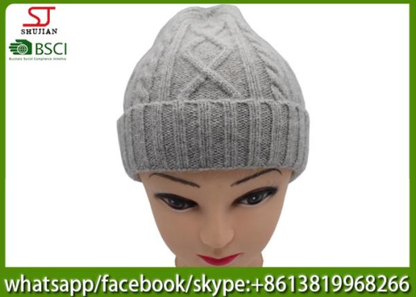 Chinese manufactuer ladies  winter knitting hat 45%cony hair 15%wool 40%Acrylic76g 20*20cm light grey keep warm