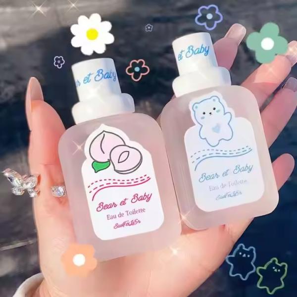 Vente en gros d'usine Mini Parfum Léger et Durable pour le Corps pour Étudiants Bébé Ours Fille avec Pêche Mini Parfums Originaux