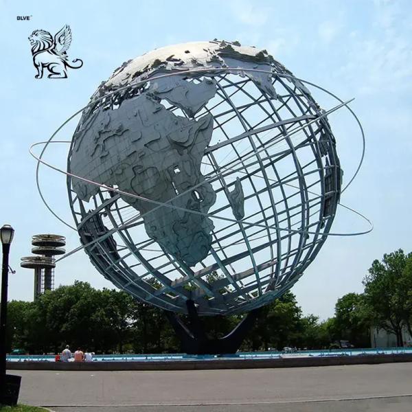Stainless Steel The Earth Sculpture Metal Whole World Globe Statue Hollow Art Ball Outdoor Sculptures Large