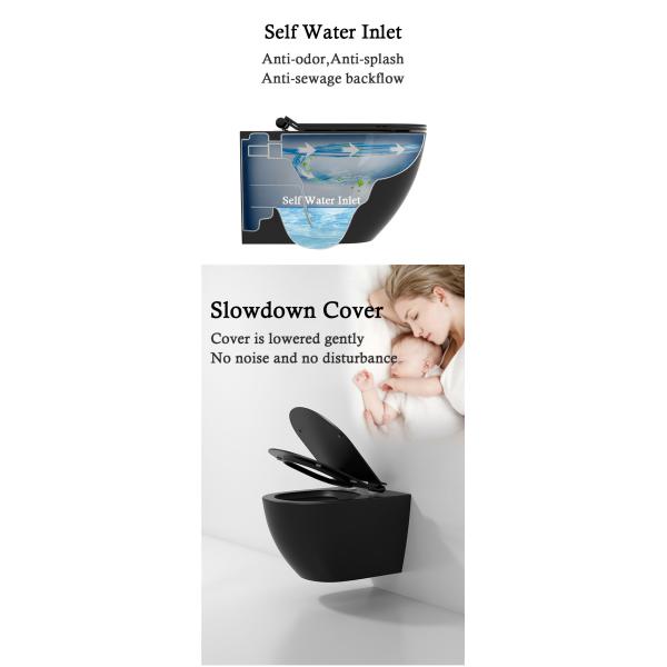 Watermark Hotel Black Wall Hung Water Closet Wall Hanging Toilet 535*360*330MM
