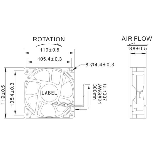 Low Noise Dc Motor 12V Axail Sleeve / Ball Bearing 120 X 38mm For Washing Machine