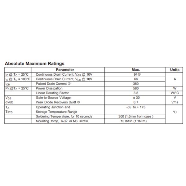 Неэтилированный транзистор силы IRFP90N20DPBF Mosfet 200V 94A 23mOhm 180nCAC
