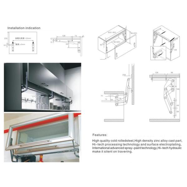 Lift Up Flam Cabinet Door Support With Aluminium Alloy Plastic Iron Material