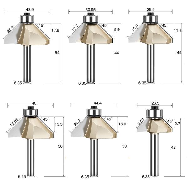 Tideway Carbide Bevelling Cutter Fancy Router Bit Chamfer Bit Fancy Bearing Trimmer CNC Wood Cutting Woodworking Router Bit