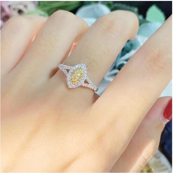 Кольцо с бриллиантом 10 Mohs Marquise ювелирных изделий диаманта лаборатории d 1ct желтое