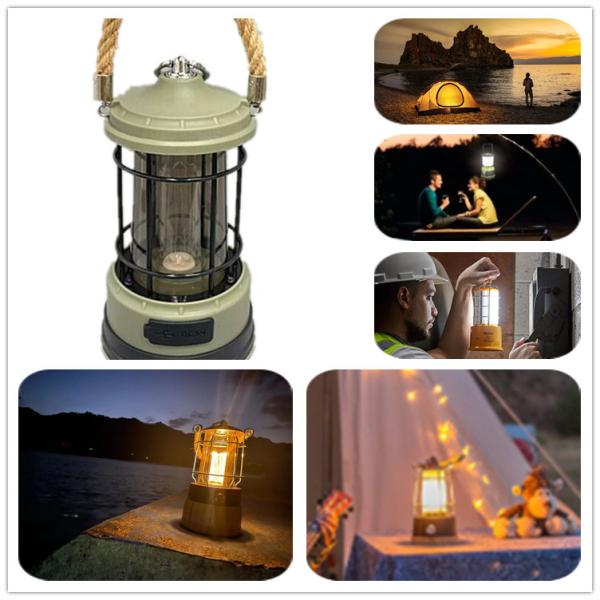 Warm White 200 Lumens Solar Powered Led Camping Lights Dimmable Indoor Outdoor