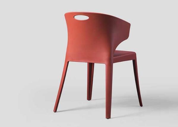 Red Coloured Plastic Dining Chairs Stain Resistant Nordic Style