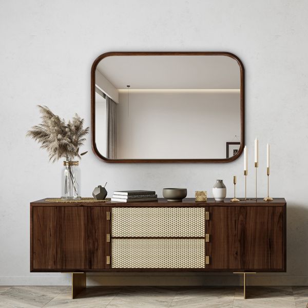 Rectangular Wooden Framed Bathroom Mirror 19*27inch 24*31inch Wall Hanging Installation