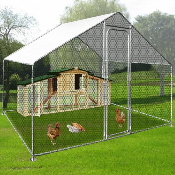 Chicken Cage Run Walk in Cage Poultry Pet Coop for Rabbit Hen House Pen Metal 3x2m