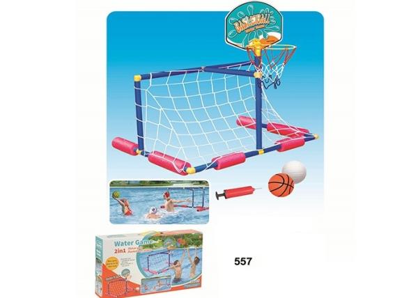 Unisex Children's Play Toys , 2 In 1 Water Basketball Hoop Soccer Goal Set Floatable Blue