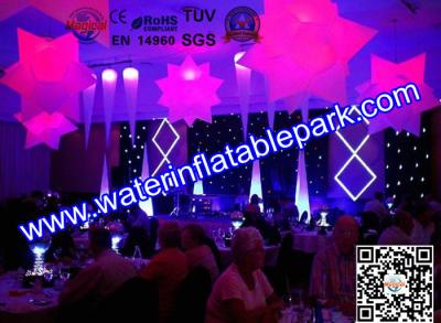 LED Hanging Inflatable Star For Windows Decoration , Ripstop Fabric Inflatable Star