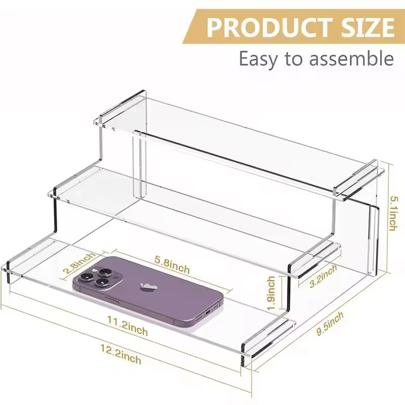 Customizable Acrylic 3-Tier Display Stand Versatile Cake Dessert Perfume Storage Showcase for Retail Bakery Counter