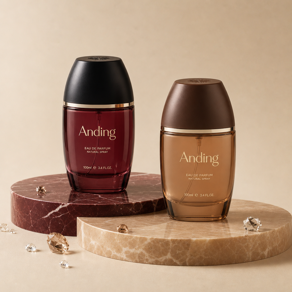 Anding Stock Flat Printing logo Bulk Manufacturer Wholesale Custom Empty Spray 50ml Perfume Glass Bottle