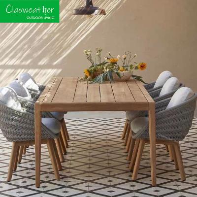 Outdoor Garden Courtyard Waterproof Fabric Dining Chair with Teakwood Frame and NO Folded Design