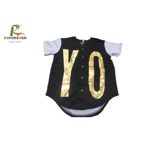 Short Sleeve Custom Team Sportswear Custom Youth Baseball Jerseys With Gold Printing