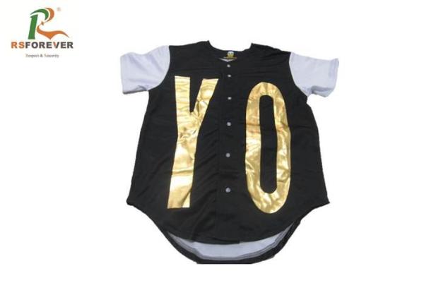 Short Sleeve Custom Team Sportswear Custom Youth Baseball Jerseys With Gold Printing