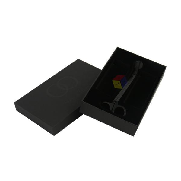 Luxe noir personnalisé Logo brillant 2 pièces papier carton rigide boîte d'emballage cadeau avec couvercles
