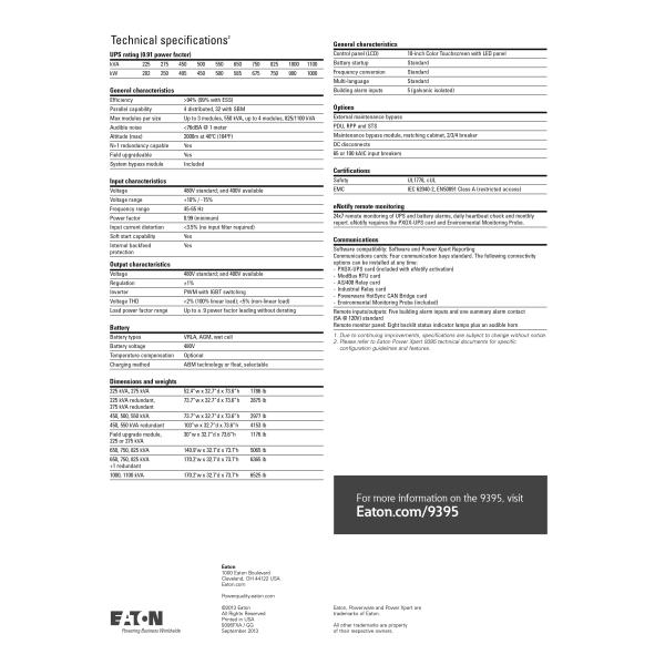 Двойная конверсия Eaton Power Xpert 9395 UPS 480V Eaton Lithium Ion UPS