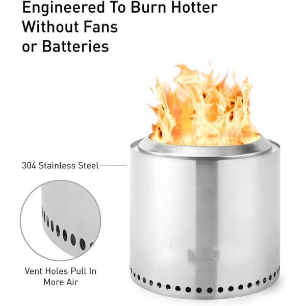 Portable 304 Stainless Steel Sliver Or Black Smoke Free Fire Pits For Cooking BBQ