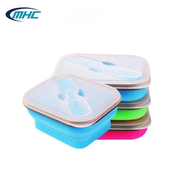 Многоразовой контейнер силикона хранения еды силикона складной подгонянный коробкой для завтрака