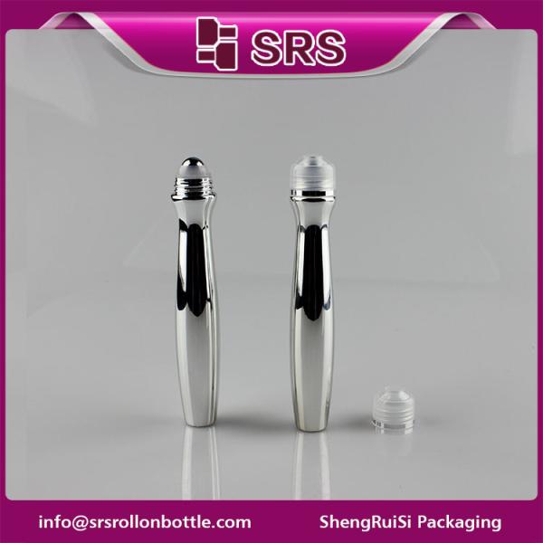 SRS packaging plastic 15ml silver color PETG roll on bottle with steel ball
