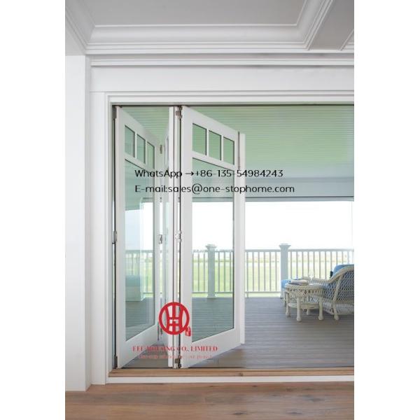 Aluminum frame interior tempered folding glass door,3 or 4 panes double glazed aluminum profile glass bi-folding door