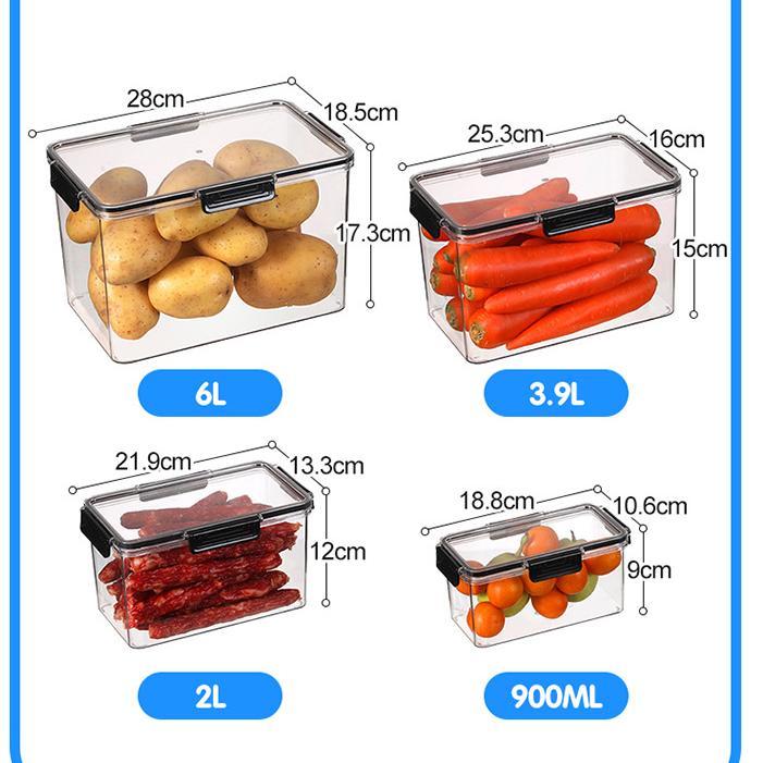 Custom Rectangular Crisper Storage Box Household Plastic Fruit and Vegetable Sorter for Kitchen Refrigerator Organization