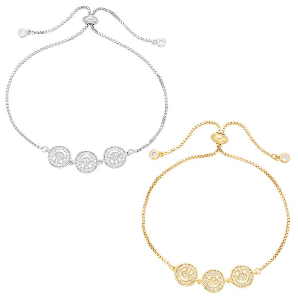 ODM вытягивает вне браслет шарма циркона стороны улыбки ювелирных изделий золота 14k