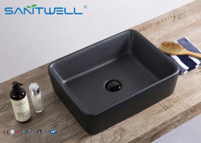 Forme a bacia cerâmica da arte o estilo novo preto matte do dissipador 480*370*130 milímetro do banheiro