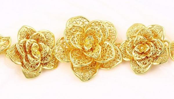 costume jewelry charm bracelet, gold color 24k gold bracelet, rose copper alloy bracelet for women