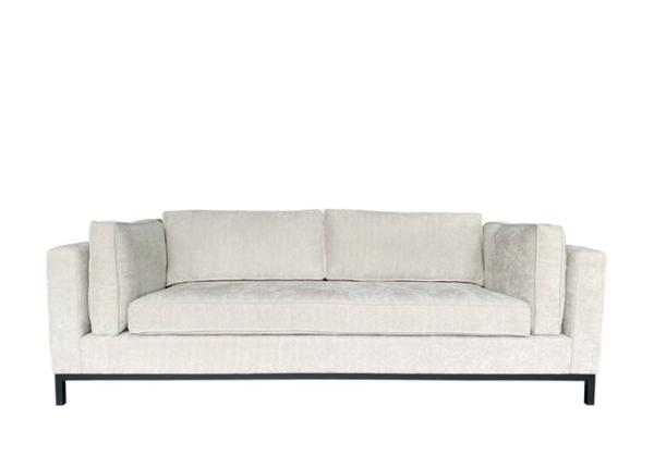 Iron Base Three Seater Fabric Sofa Pure Foam Cushions 3 Seater Beige Fabric Sofa