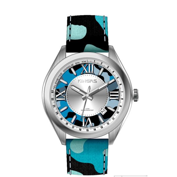 43.0mm Round Leather Quartz Watch Big Face Colorful Vogue For Men