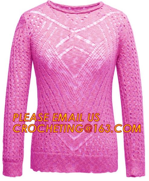 Long Sleeve Casual Hollow Pointelle Knit Pullover Women Spring Sweater